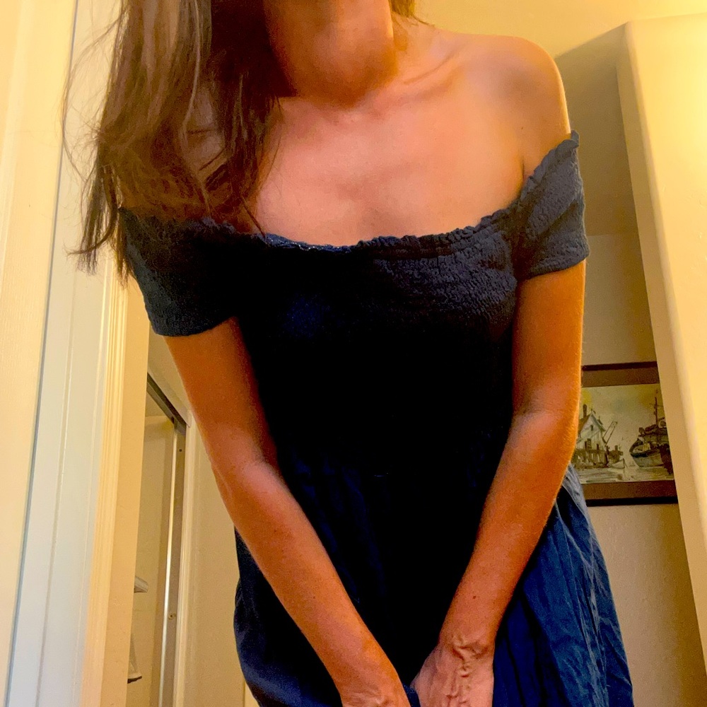 Raviya Navy Maxi Off the Shoulder Dress